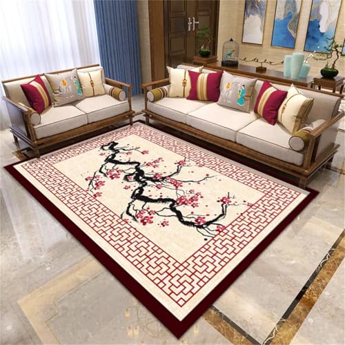 RUGMRZ Teppich Für Küche 60x120cm rot, fußmatte außen Orientalische Blumenmuster für das Wohnzimmer am Bettrand