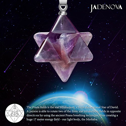 Jadenova Natural Amethyst Necklace Merkaba Crystal Pendent Necklace For Women Men Jewelry Energy Healing Gemstone Pendulum Pendant (18 Inches Stainless Steel Chain) #TOP1