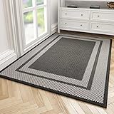 Fußmatte Innen, Schmutzfangmatte 60x90cm Waschbar, Fussmatte Innen, Fussmatten Gummi rutschfest, Türmatte für Haustür, Eingang, Flur (Schwarz)