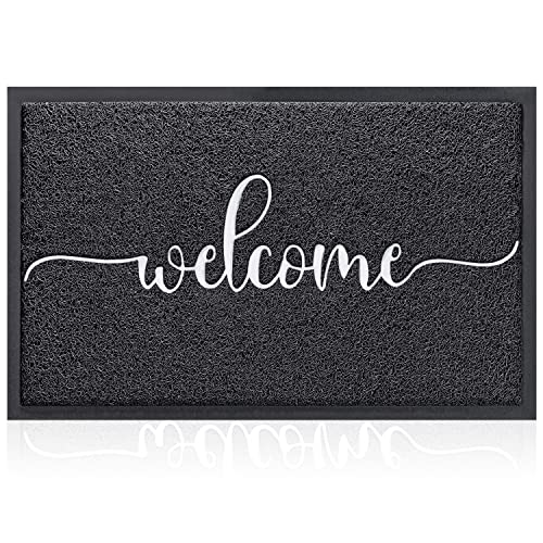 AAZZKANG Große Willkommensmatte, 91.4x61 cm, rutschfest, langlebig, niedriges Profil, Outdoor-Fußmatte, ultra-absorbierend, Schmutz, leicht zu reinigen, stark frequentierte Bereiche, Schwarz Cover
