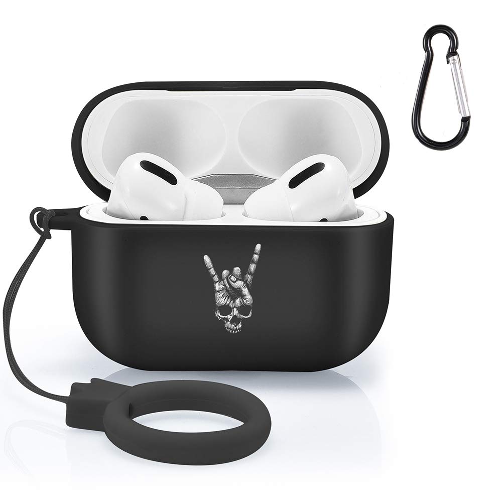 LuGeKe Case for Airpods Pro with Keychain,Cool Skull Patterned Case with Protective Soft TPU,Shockproof Cover for Girls Boys Kids Women Men (Novel Skull,Support Wireless Charge)