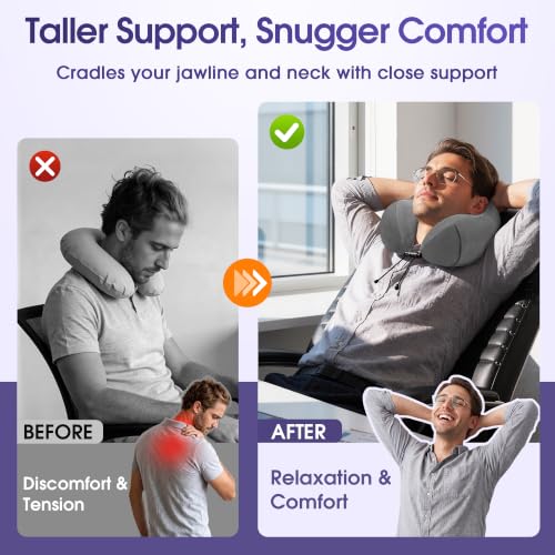 Image of CloudBliss Memory Foam Travel Neck Pillow, Set of 2, Black & Grey