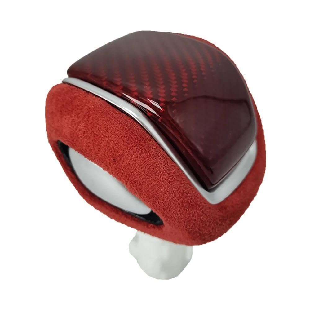 Sxqpocar Red A Anti Fur Real Carbon Fiber Gear Shift Knob For Toyota Lc300 For Land Cruiser 2022-2025 Gear Ball Shift Lever Head(Red A)