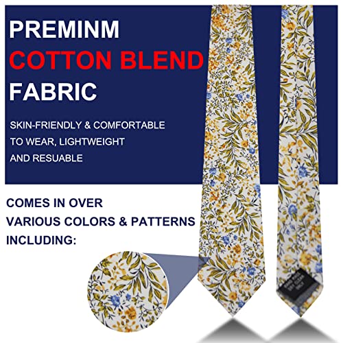 Image of Mantieqingway Floral Ties for Men Skinny Cotton Tie Flower Necktie