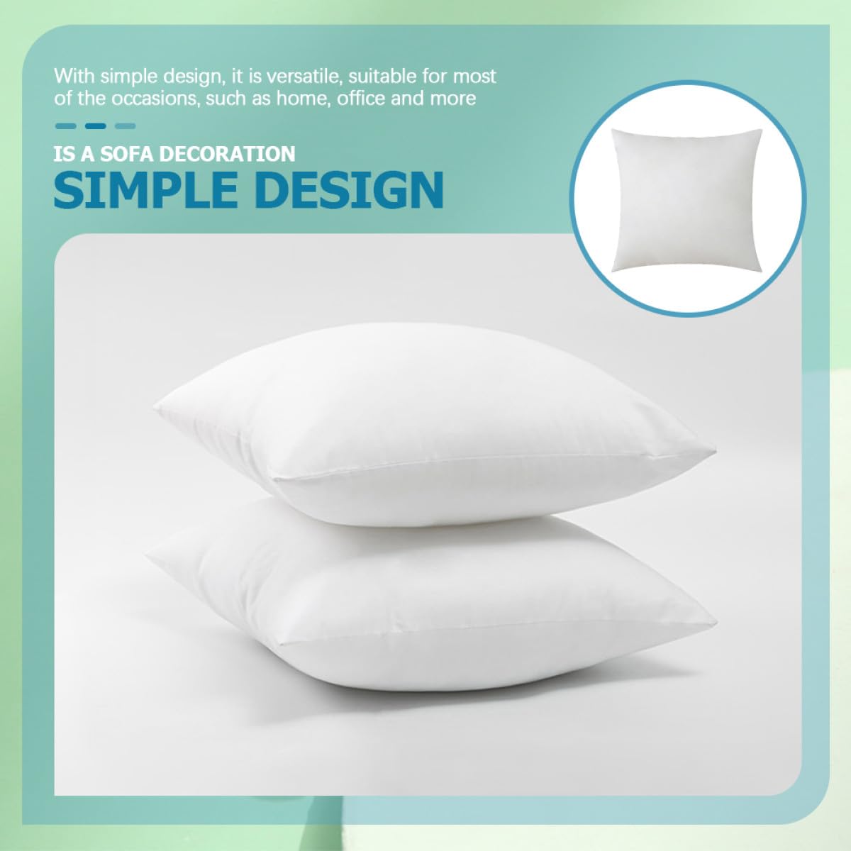 Inserto per Cuscini Tessuto Non Tessuto, Design Semplice 2 Pezzi Riempimento in Cotone Pp Morbido e Pratico Colore Bianco per Casa e Ufficio