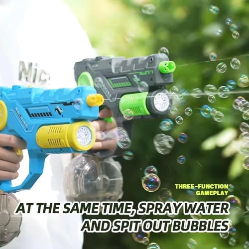 Image of Cable World 2 in 1 Gun Toy, Buuble Gun + Water Spray Gun (450 ML Capicity) with 8 to 9 Mtr Long Shooting Range, with Ligh, Sound Effect and with 2 Recharble Battery, All in 1 Gun Toy for Kids