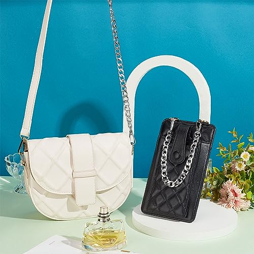 PH PandaHall 2pcs 12 Inch Silver Short Purse Extender Chain Flat Chain Strap Metal Bag Strap Replacement for DIY Metal Shoulder Hand Bag Wrist bag Extended Crossbody Bags Decorations Purses - Image 4