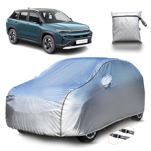 Image of Continental [SilverGuard] Dual Belts Extra Protection Maruti Victoris Car Cover (2025-2026) Build with Triple Stitched,Waterproof & Dustproof Car Cover for Victoris (Metallic Silver).