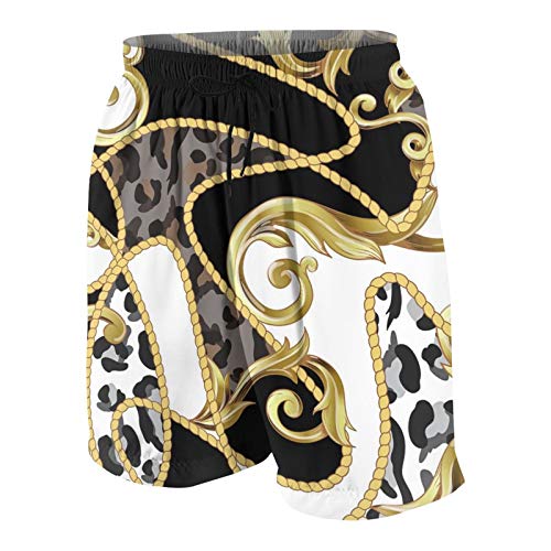 SARA NELL Men's Swim Trunks Cheetah Leopard Skin Pattern Black and White Gold Surfing Beach Board Shorts Swimwear2