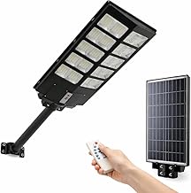 DE ROSA SHOP Outdoor LED Street Light with Solar Panel 1200 W, 6500 K Cool White and Motion Sensor 18000 mAh, Remote Control + IP65 Waterproof Bracket