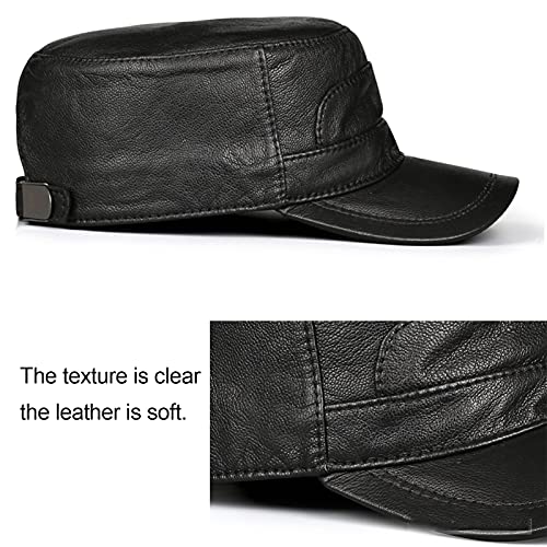 AlpGen Casquette de Baseball en Cuir, Casquette Plate Fine en Cuir véritable, Casquette à visière monocouche, Chapeau de Journal pour Hommes, Loisirs d'automne et d'hiver – vue 4