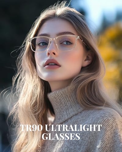 Image of Cyxus Blue Light Blocking Glasses for Men Women, Square TR90 Metal Hybrid Computer Eyewear, Lightweight Anti Eye Strain Glare Filter Glasses for Office, Gaming, Work,Study Clear
