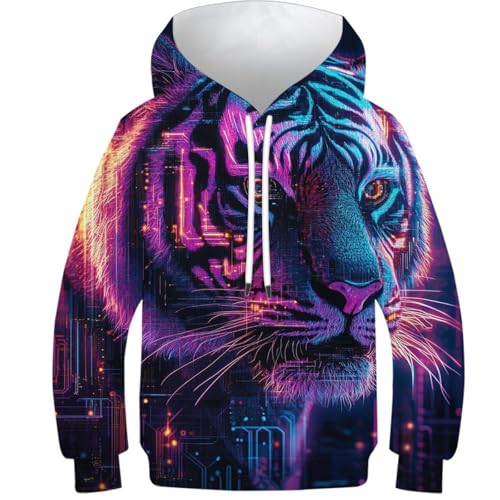 Sweat à capuche Cyber Tiger Vision 3D manches longues vêtement streetwear