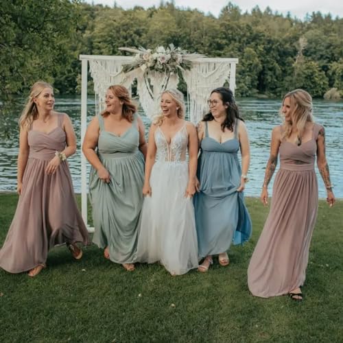 Women's Chiffon Bridesmaid Dresses for Wedding Long Pleated Cutout Formal Evening Dress4