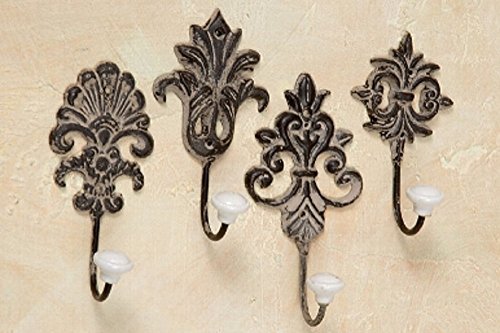 Tamia-Home Wandhaken Kleiderhaken Metallhaken Haken für Bad Küche Garderobe, Haken im Retro Vintage Stil (4er braun gemischt) Cover