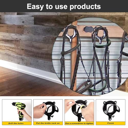 Rakiuty Metall Trensenhalter für Pferde,Haken Pferd Tack,Zaumzeughalter Metall,Trense Pferdehalfter Aufhänger,Trensenhalter Pferd,Gertenhalter Pferd mit Expansionsröhrchen und Schrauben