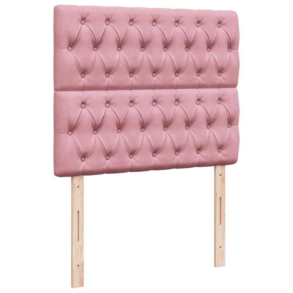 Cama con somier rosa de terciopelo 120 x 200 cm con LED USB, cabecero regulable en altura regulable, colchón de resistencia media para jóvenes, dormitorios, habitaciones de invitados