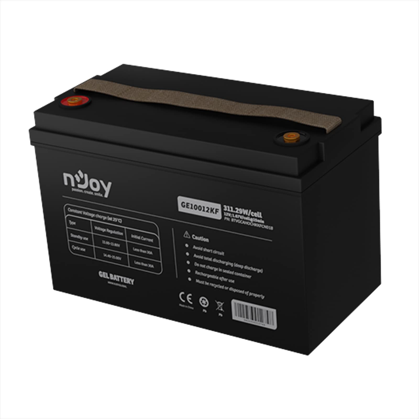 NJOY GE10012KF Batteria GEL 12V 100Ah a Ciclo Profondo | Senza Manutenzione | per Camper Barca Impianti Solari UPS | Connettori T11 | Garanzia 2 Anni