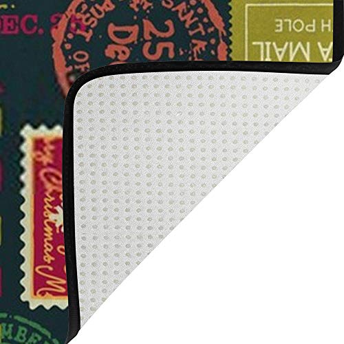 Tapis de Noël motif timbres vert pour rechauffer un sol froid