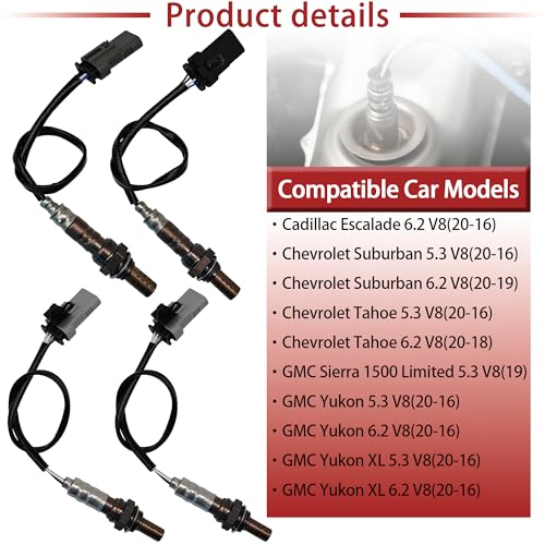 Set de 4 sensores de oxígeno para Chevrolet Tahoe y GMC Yukon 2016-2020 miniatura 6