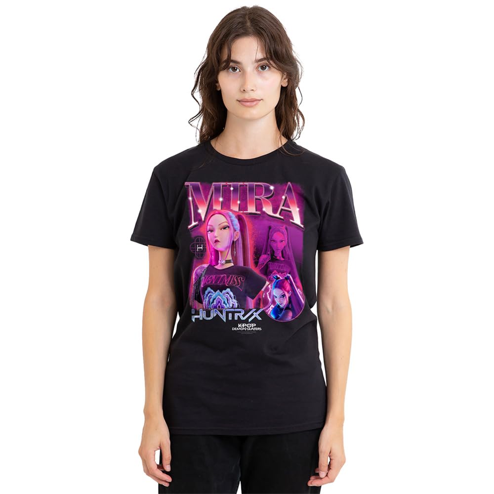 K-Pop Demon Hunters - Huntrix Huntr/X Mira Bootleg Ladies T Shirt, Black, Medium