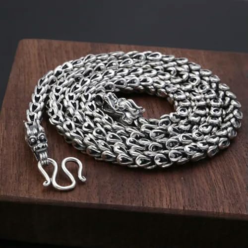 Collier argent S925 tête de dragon 6mm, le cadeau idéal pour homme de caractère