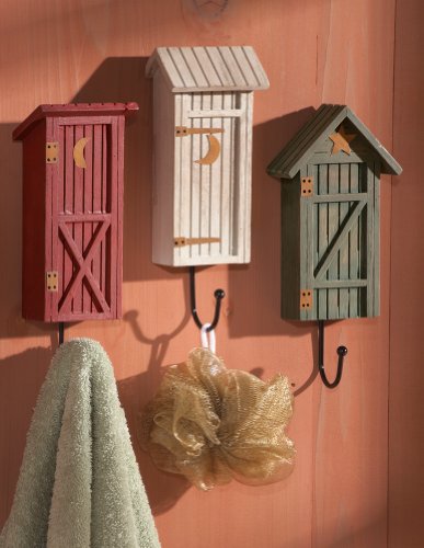 Collections Etc Country Outhouse Bathroom Decorative Wall Hooks