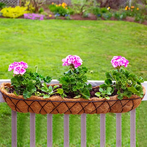 Image of 48in Coco Liners for Window Planter Box - 3 Pack 100% Natural Coconut Coir Fiber Liner Replacement for Deck Flower Box, Garden Railing Fence Trough, Wall Planter Basket, Vegetables Pot