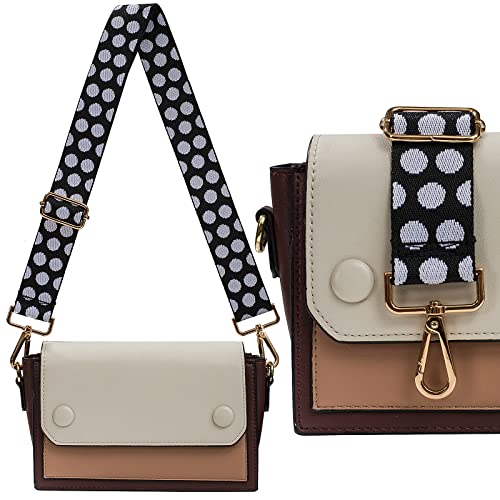 Image of Purse Strap Wide Shoulder Straps, Adjustable Crossbody Bag Strap, Replacement Straps for Women Handbag Canvas (Dot white)