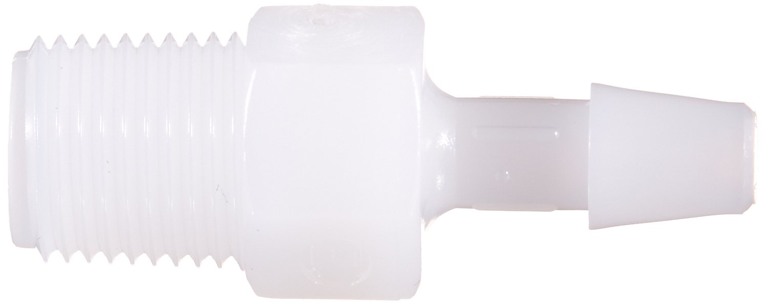 Eldon James A2-3HDPE High Density Polyethylene Adapter Fitting, 1/8-27 NPT to 3/16