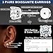 3 Pairs Moissanite Earrings Set for Women Men Dainty Flat Back Earrings Hypoallergenic Cartilage Piercing Jewelry Gifts (3 Pairs Silver)