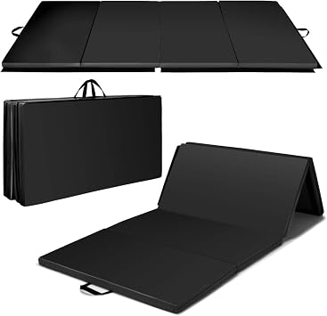 Giantex 4x8 Gymnastics Mat, 2" Thick Folding Tumbling Mat with Carrying Handles, Foldable Gym Mat with Hook and Loop Fastener, Cheer Mats for Kids Adults Home Exercise Aerobics Fitness