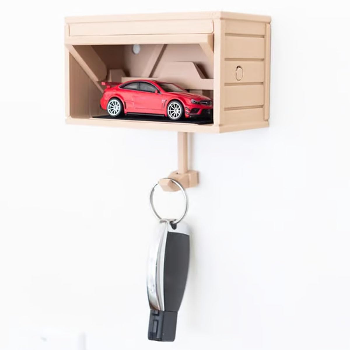 Poludatly Portachiavi da garage per auto con porta apribile, supporto da parete per chiavi 3D, portachiavi in legno, organizer per chiavi, organizer per portachiavi a di garage per ingresso