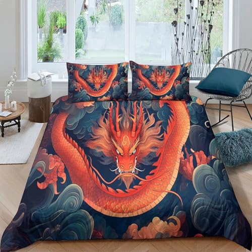 Housse de couette dragon lit simple microfibre sans repassage - 4