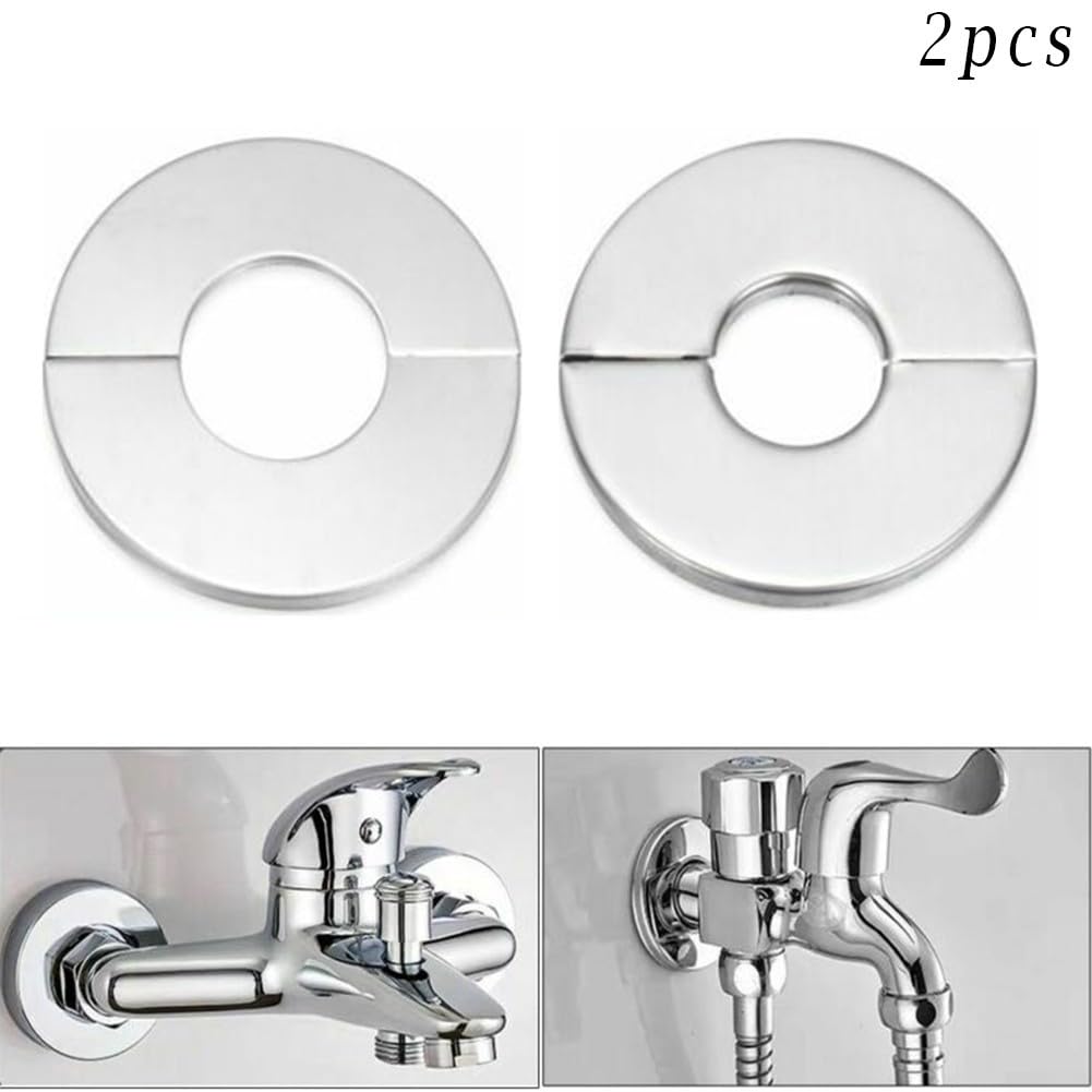 Stainless Steel Water Pipe Wall Covers Bathroom Shower Faucet Decorative Cover, Silver, 140x51mm - Image 4