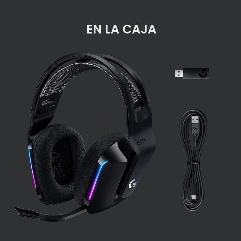Logitech G733 LIGHTSPEED Auriculares con Micrófono Inalámbricos para Gaming con Diadema con Suspensión, LIGHTSYNC RGB