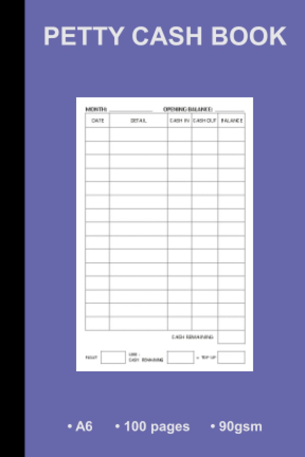 Petty Cash Book A6: Small Petty Cash Log Book, A6 50 Sheets 90gsm | Pocket Size Petty Cash Books | Simple Petty Cash Ledger Book - Purple-Lilac