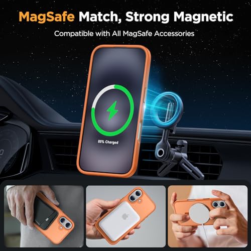 Image of Miracase Magnetic Series for iPhone 16 Case [Compatible with MagSafe] Military-Grade Protection, Anti-Fingerprint, Slim Phone Case for iPhone 16 6.1 inch - Orange