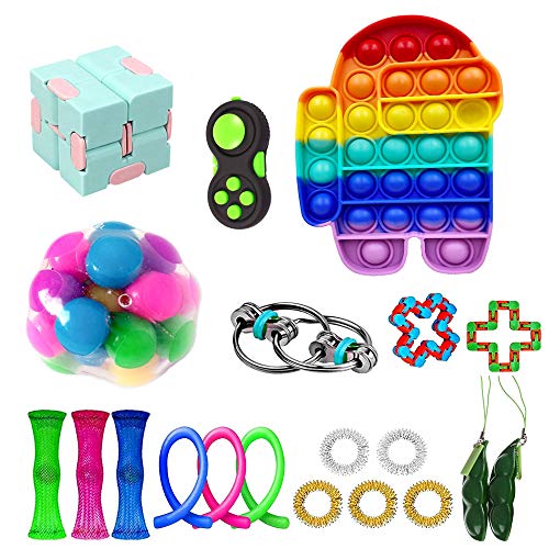 Stress Relief Fidget Toys Pack, Fidget Toys Set with Push Pop Bubble Simple Dimple,Decompression Fidgets with Infinite Cube,Fidget Toy Gifts That Easy to Carry for Kids