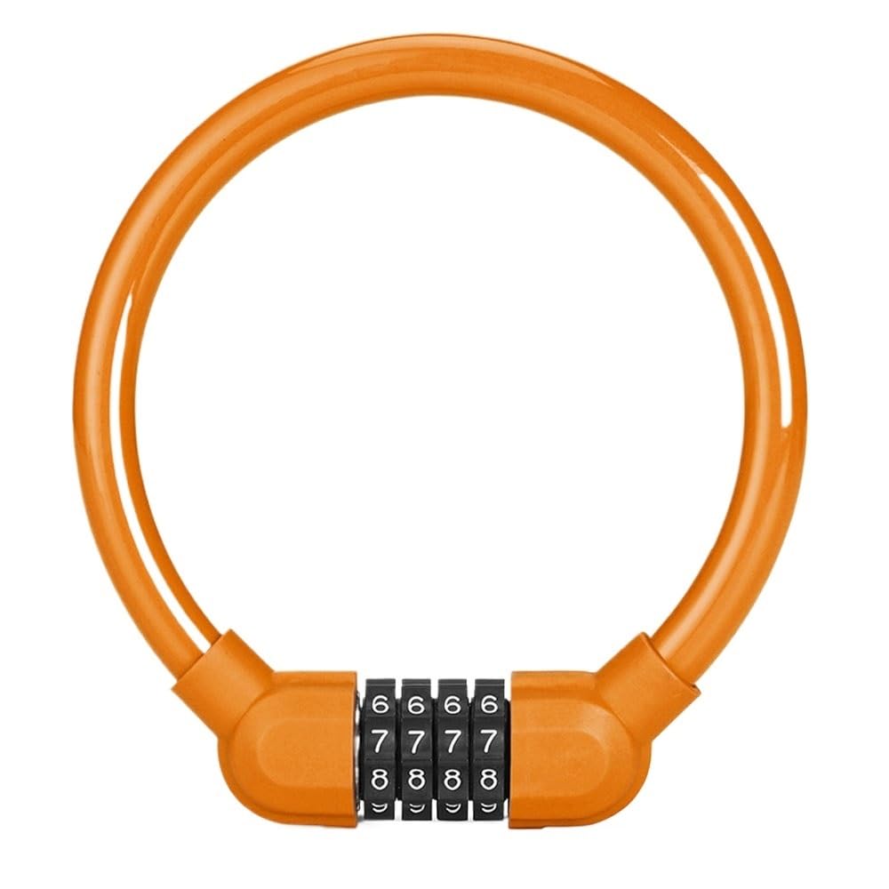 Bike Locks Theft Code Combination Resettable Digit Cable Bicycle Lock Accessories Password(Orange)