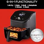 Instant Vortex Plus 6-Quart Air Fryer Oven, From the Makers of Instant Pot with ClearCook Cooking Window, Digital Touchscreen, App with over 100 Recipes, Single Basket, Black