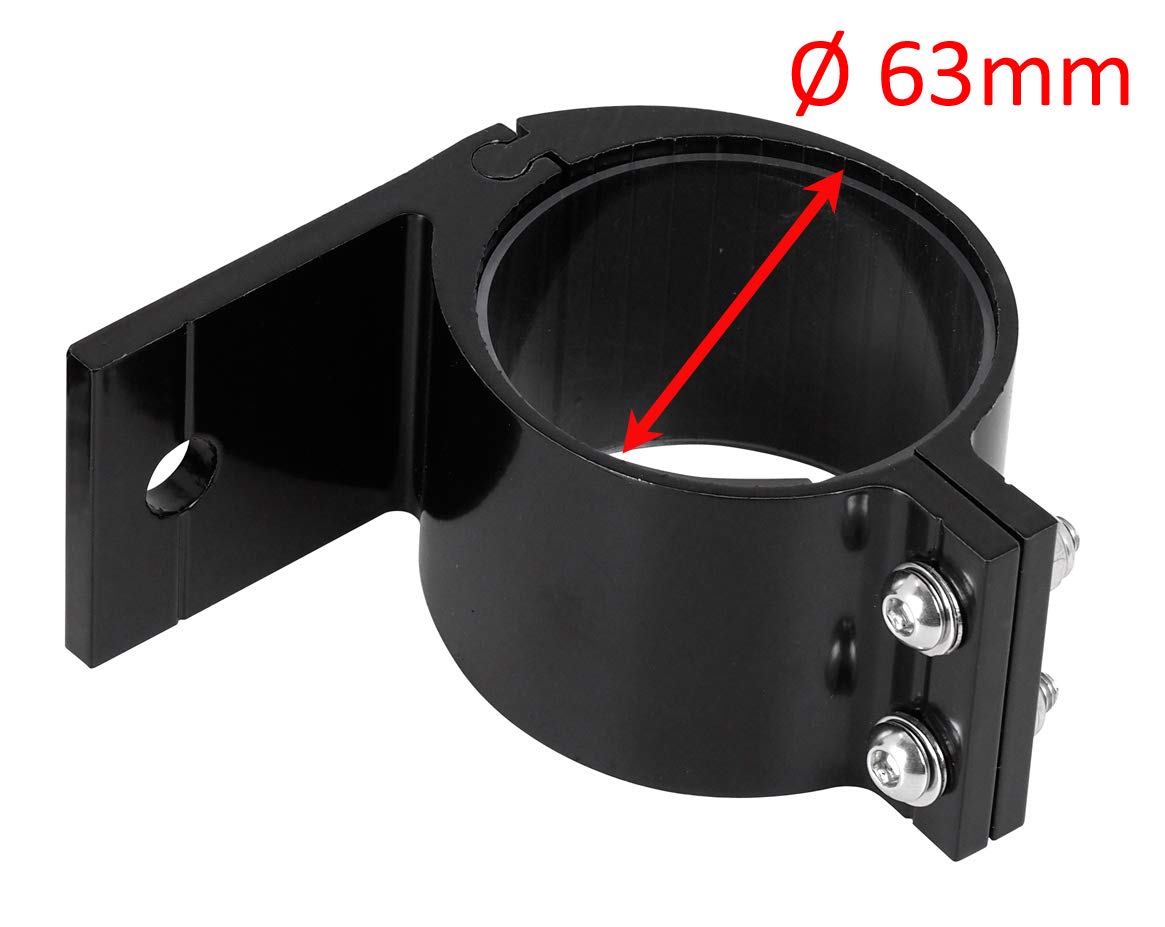 Hansen Styling Parts 2X universell passende Schwarze Aluminium-Rohrschelle ø 63-63,5 mm für Lampenbügel, Frontbügel, Überrollbügel
