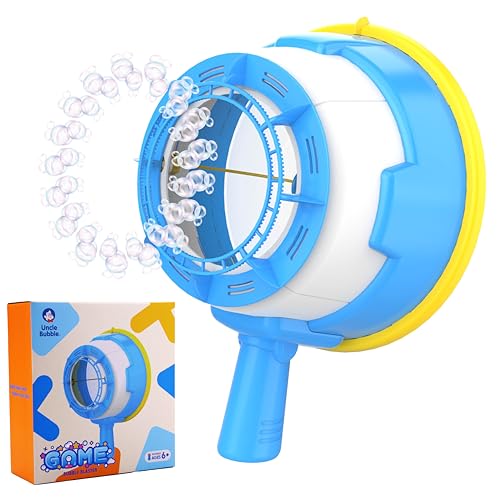 Uncle Bubble Bubble Blaster Toy, Shoots Bubbles Over 16 Feet, Air Cannon Bubble Gun and Physics Toys | Includes Super Bubble Solution