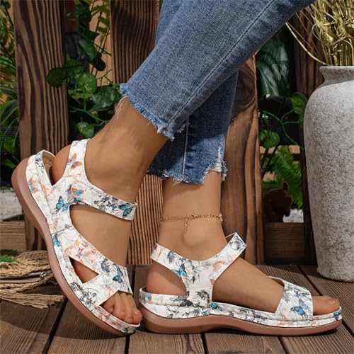 Women's Platform Sandals Retro Wedge Sandals with Floral Prints Summer Arch Support Leisure Beach Shoes3