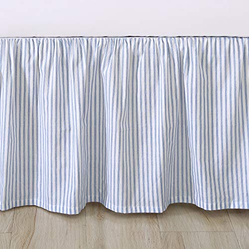 Image of Laura Ashley Home - Cotton Ruffled Bedskirt, Lightweight Home Decor with Classic Style (Blue, King)