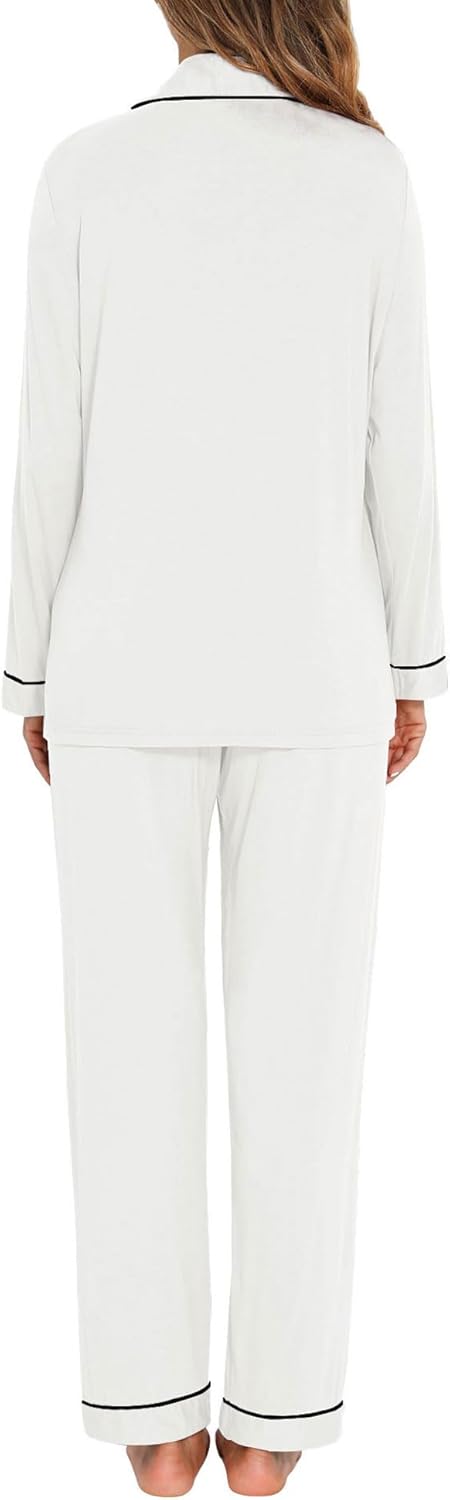Women's Pajama Sets Long Sleeve Sleepwear Button Up Shirt With Pajama Pants Soft Pjs Lounge Sets - Image 6