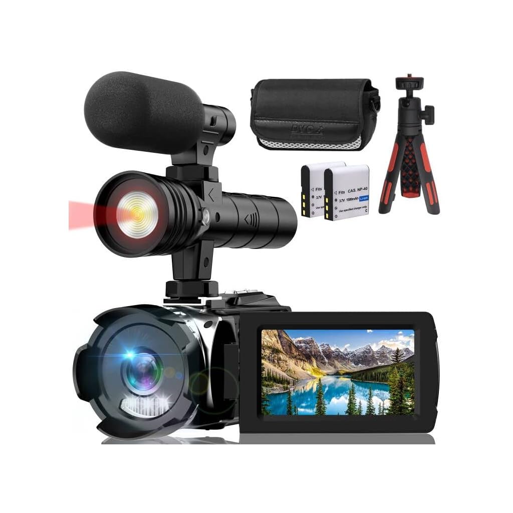 4K-Video-Camera-24X-Powerful-Digital-Zoom-30-Inch-IPS-Vlogging-Camera-with-100-darkness-IR-Night-Vision270-Degree-Rotation-Touch-Screen-Camcorder-for-YouTubewith-Microphone-and-2-BatteriesBlack