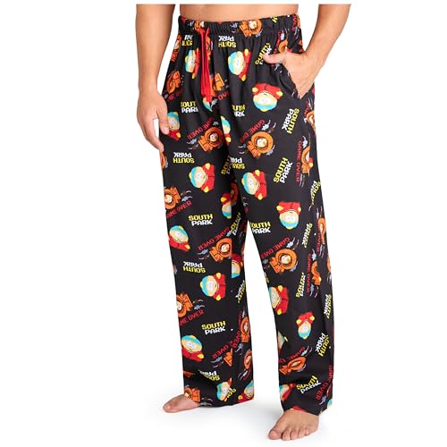 South Park Pantaloni Pigiama Uomo, Comodo Pantalone Cotone PJs - Regalo Uomo (M, Nero/Multicolore)