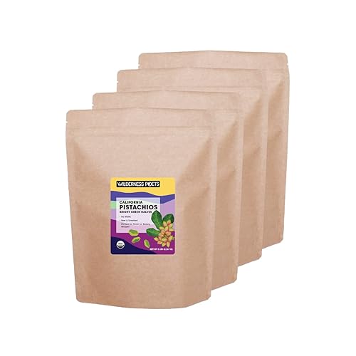 Wilderness Poets, Pistachos orgánicos, mitades de nueces de pistacho verde brillante, sin sal, sin conchas, cultivadas en California, 5 libras