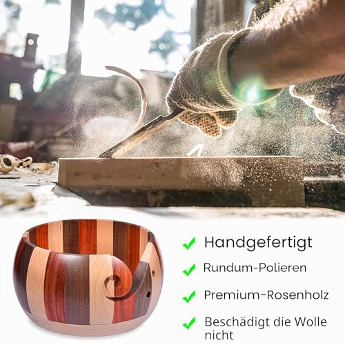 Coopay Garnschüssel, Wollhalter, Garnhalter aus Holz für Strick- und Häkelprojekte, schöne Qualität, Wollknäul-Organizer, weiche, glatte Oberfläche, schützt Wolle, verhindert Verheddern, groß